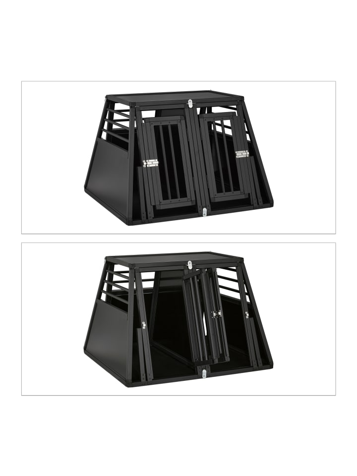 relaxdays Auto-Hundebox in Schwarz - (B)90 x (H)64 x (T)82 cm günstig kaufen onesize