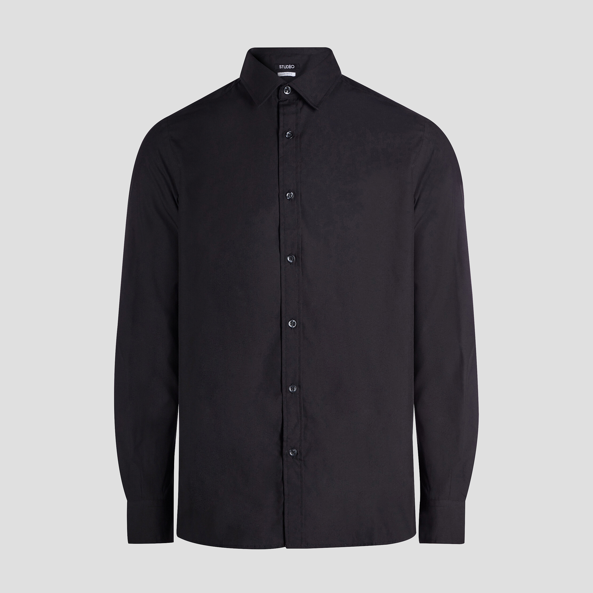 Chemise manches longues Studio noir homme | La Halle