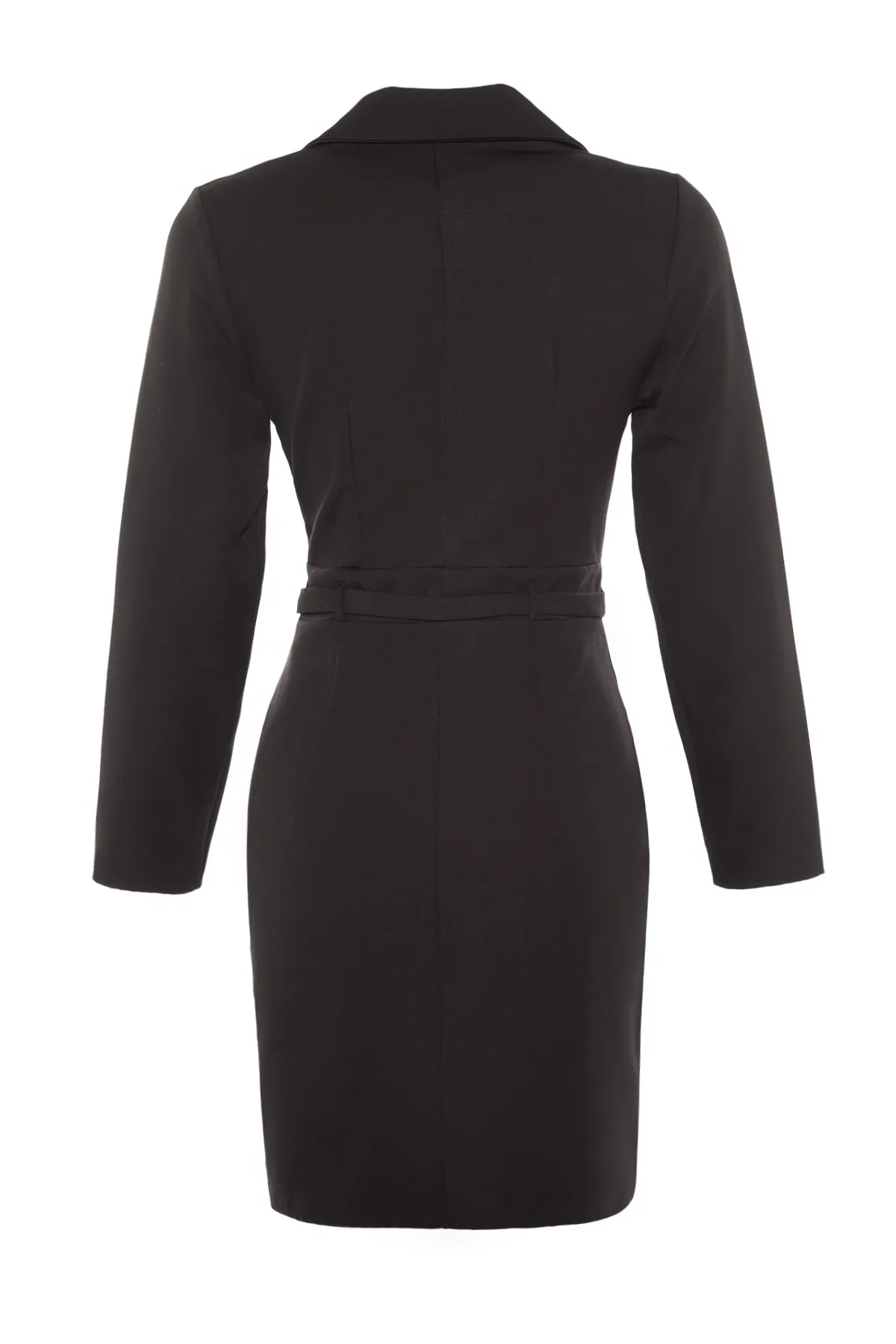 Trendyol Collection  Schwarzes Mini-Kleid mit gewebter Jacke und Kragen TWOAW23EL00360