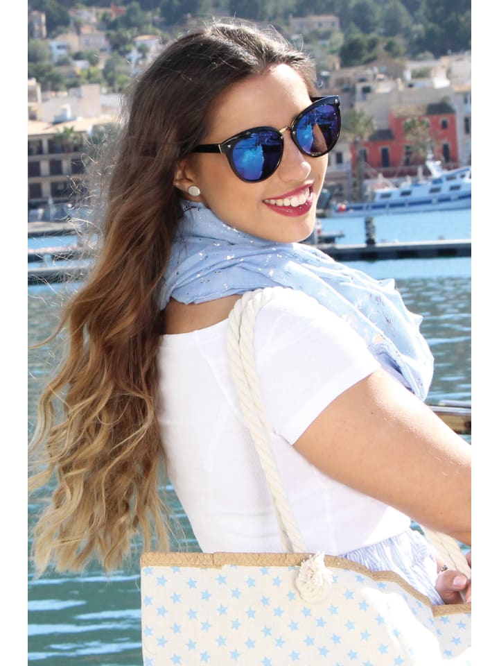 styleBREAKER Cateye Sonnenbrille in Schwarz / Grün-Blau verspiegelt günstig kaufen onesize