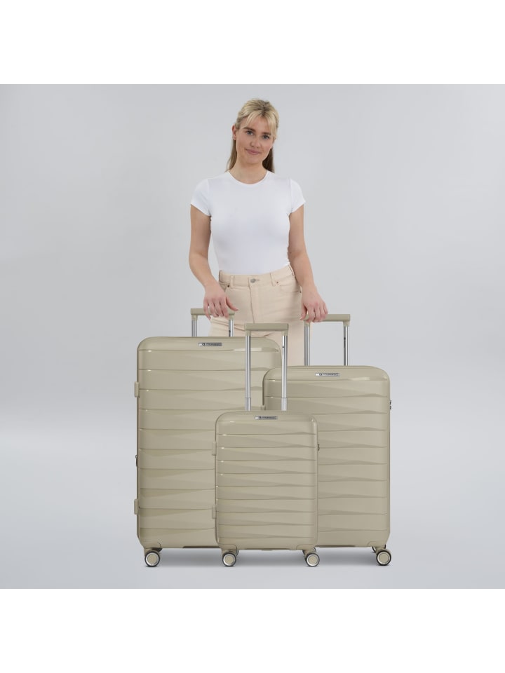 Franky London 4 Rollen Kofferset 3-teilig mit Dehnfalte in beige günstig kaufen onesize