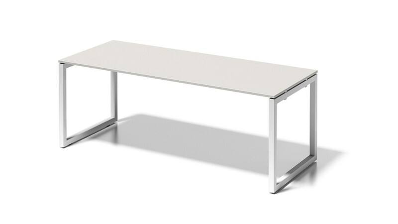 Cito Schreibtisch, 740 mm höhenfixes O-Gestell, H 19 x B 2000 x T 800 mm, Dekor grauweiß, Gestell verkehrsweiß