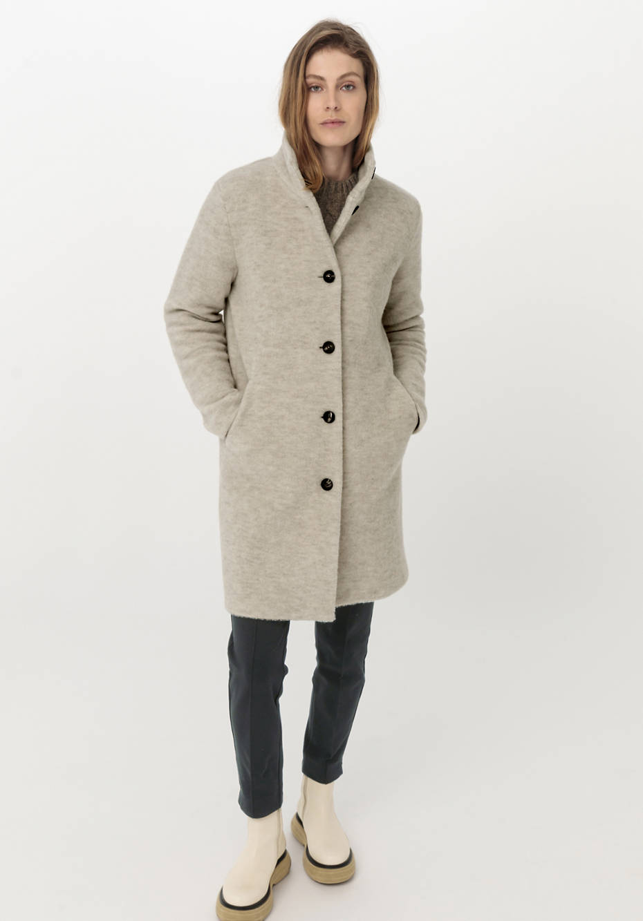 Wollfleece Mantel aus reiner Bio-Merinowolle