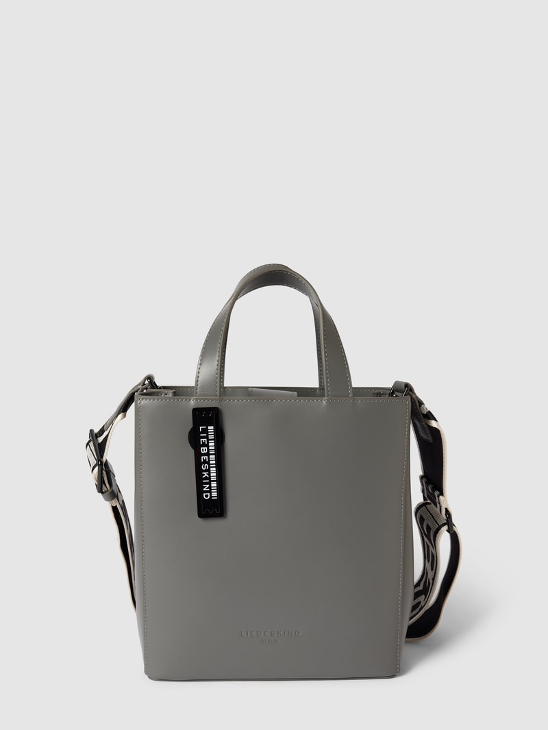 Tote Bag mit Label-Applikation Modell 'Paper' in dunkelgrau