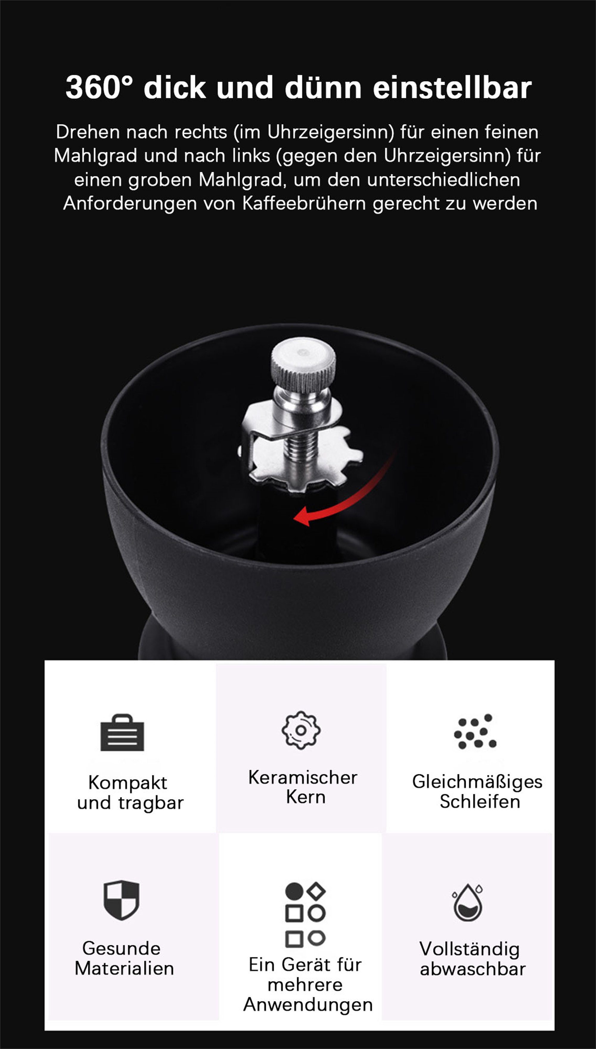 flowgoer Kaffeemühle YMJ3, Aufschlagmesser, 120,00 g Bohnenbehälter, Leicht zu transportieren, Keramischer Kern, Gleichmäßig geschliffen