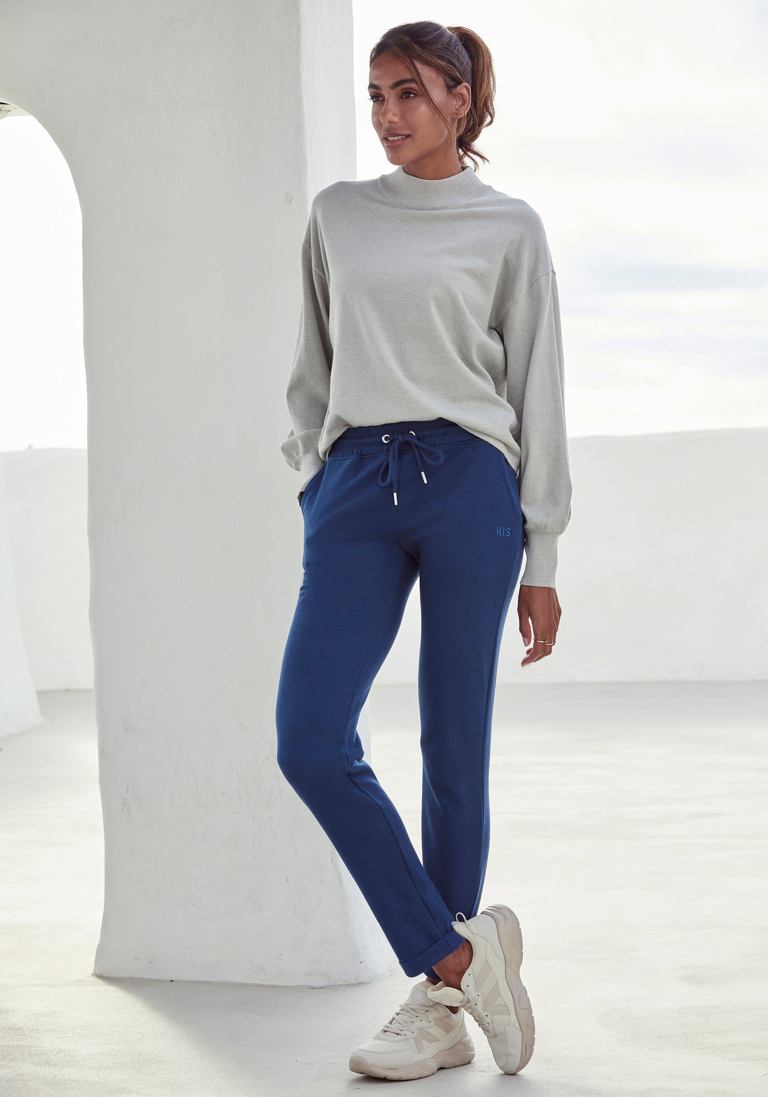 H.I.S Schlupfhose / Relaxhose / Sweathose mit kleinem Aufschlag am Saum, Loungeanzug