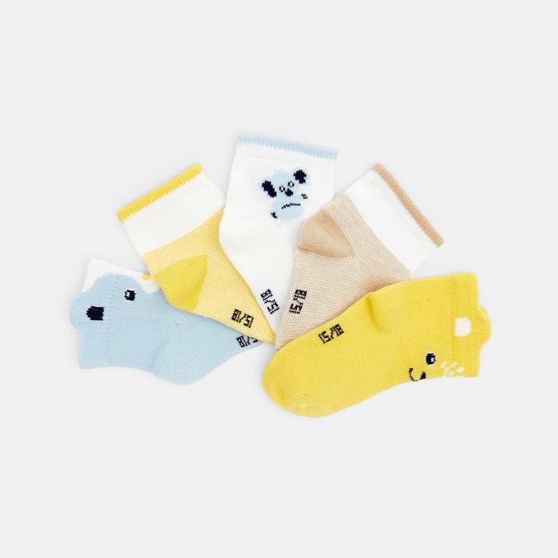 Chaussettes animaux (lot de 5) jaunes bébé garçon