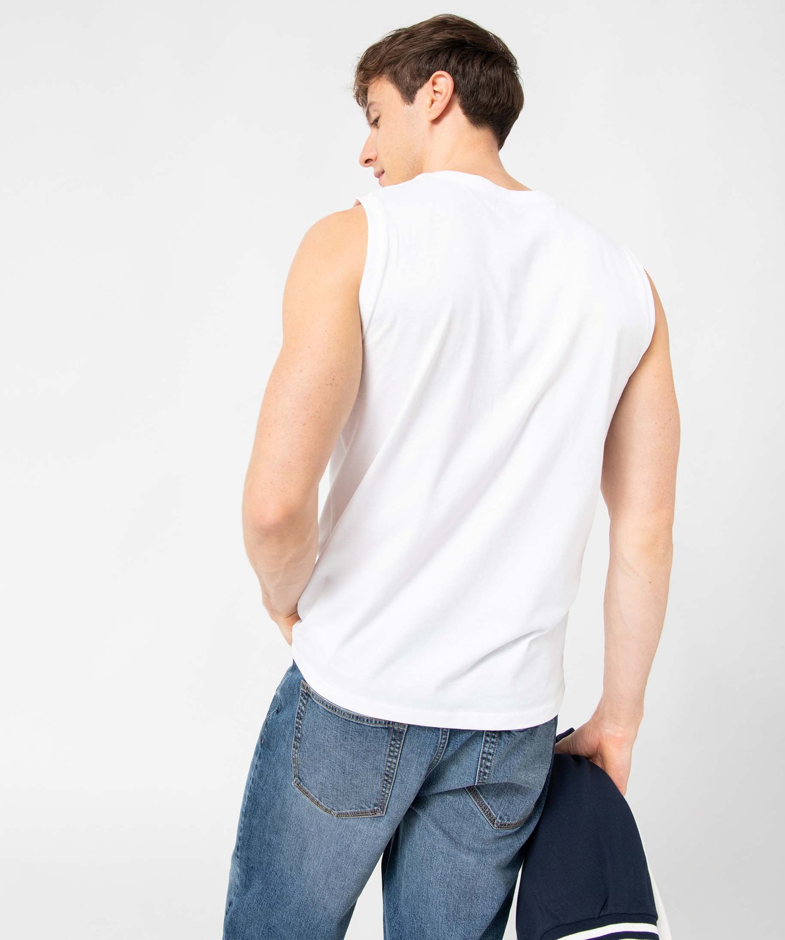 Débardeur homme à col rond blanc | GEMO