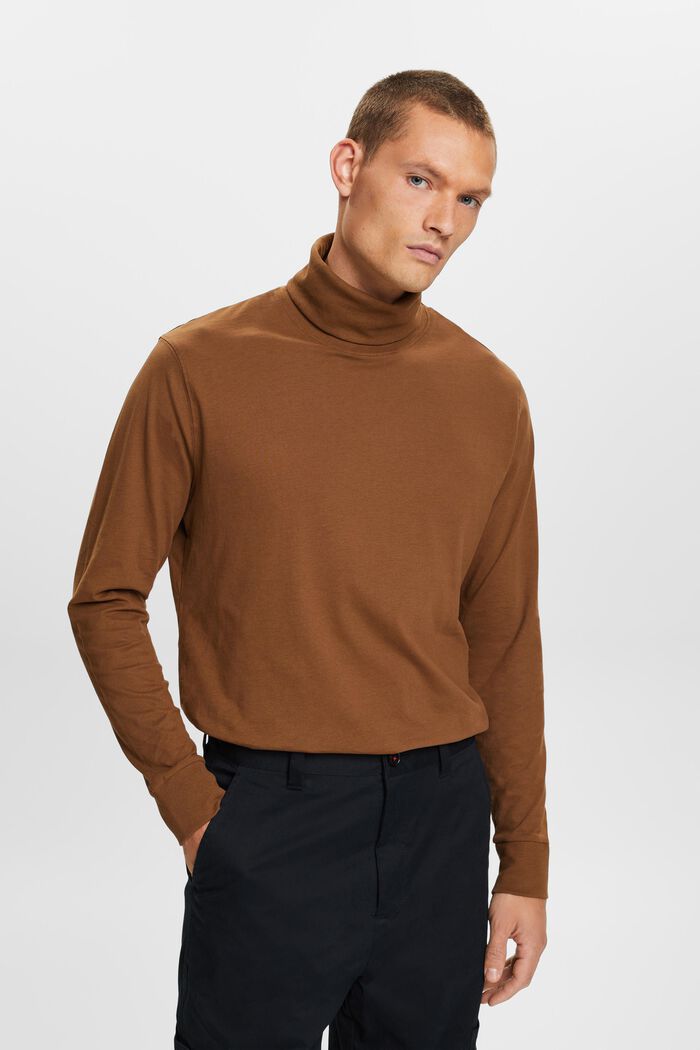 Baumwoll-Longsleeve mit Rollkragen