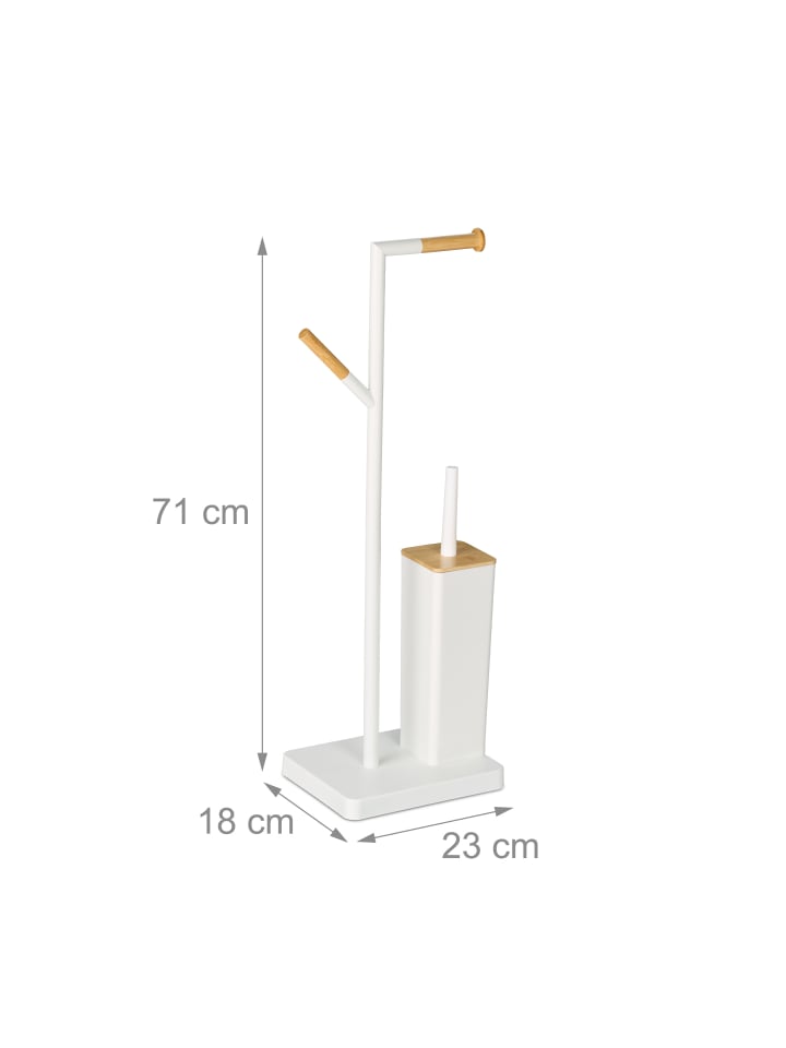 relaxdays WC Garnitur in Weiß/ Natur - (B)23 x (H)71 x (T)18 cm günstig kaufen onesize