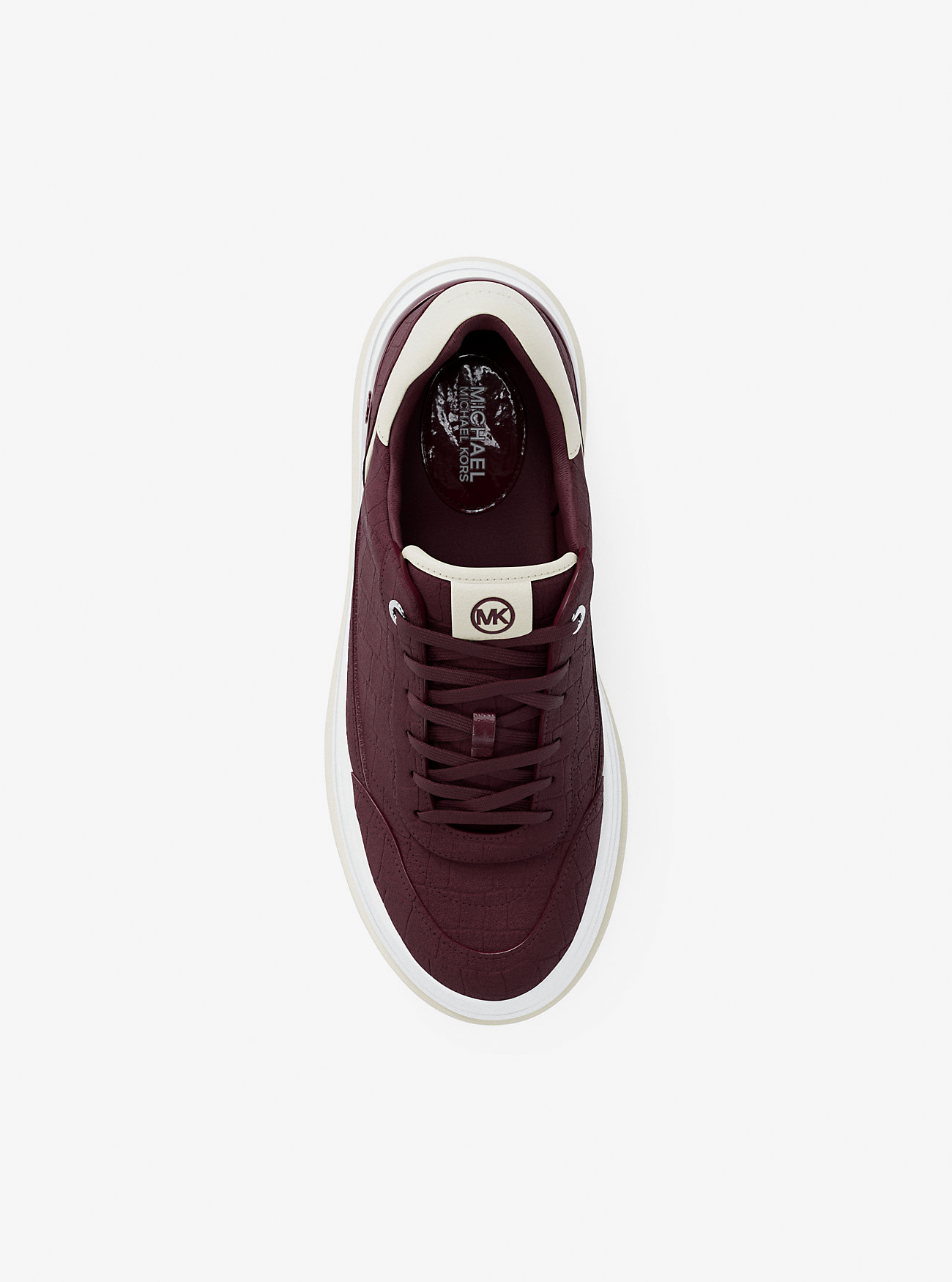 Hayes Crocodile Embossed Suede Platform Sneaker - OXBLOOD