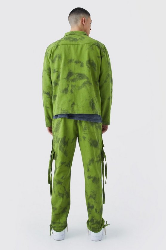 Twill Batik Cargo-Hose mit geradem Bein