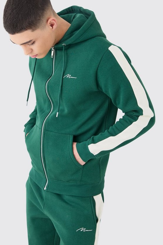 Kurzer Colorblock Man Signature Trainingsanzug mit Reißverschluss