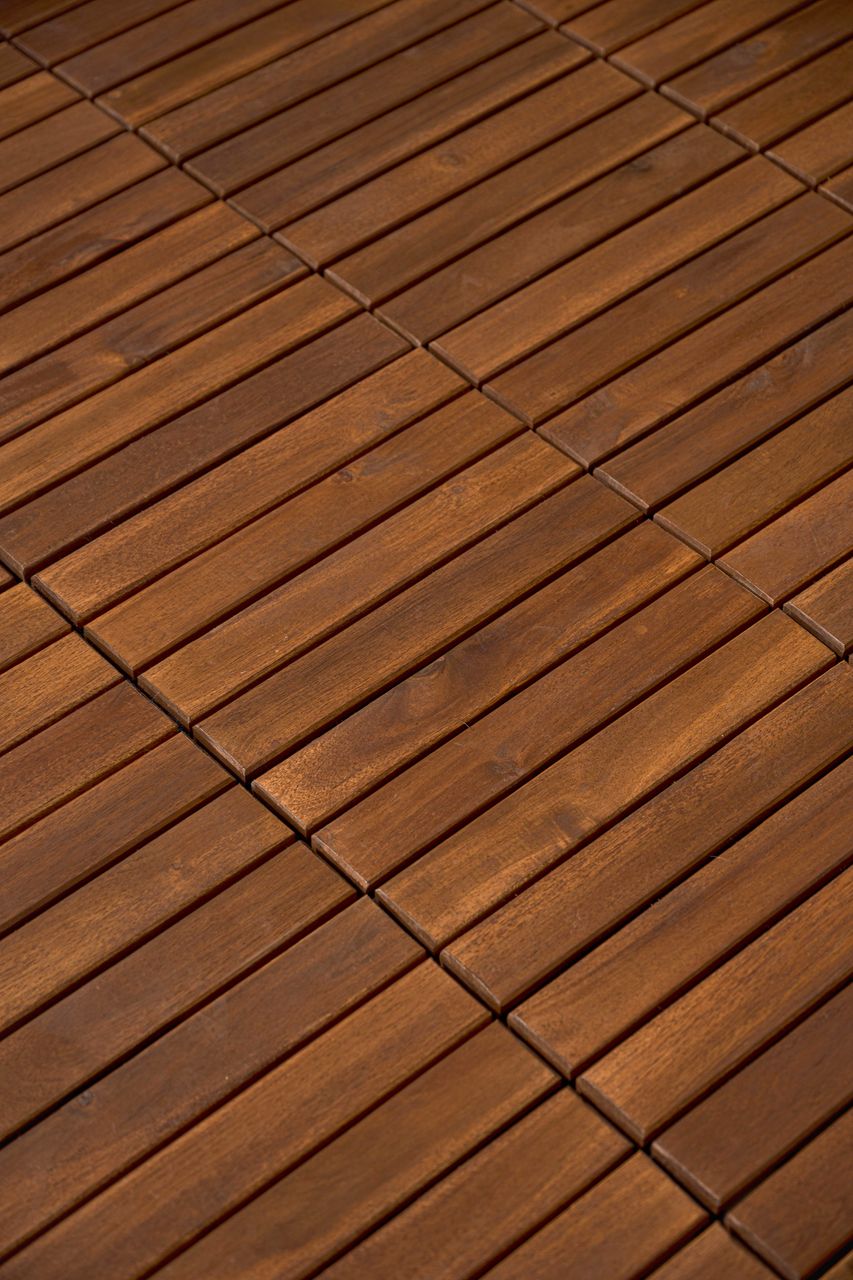 Powertec Garden Massivholz-Klickfliese-/Terrassen fliesen, Outdoor Gartenplatten Klickfliesen-/Wetterfester Bodenbelag für Balkon parallele Optik