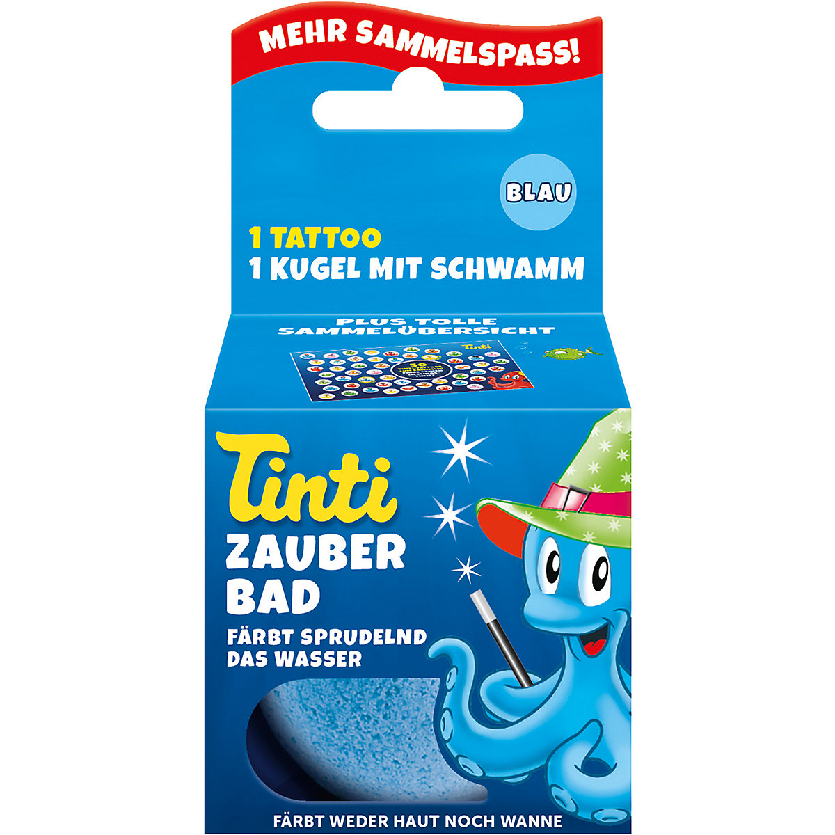 Zauberbad blau, Badekugel, 40 g mit Schwammfigur