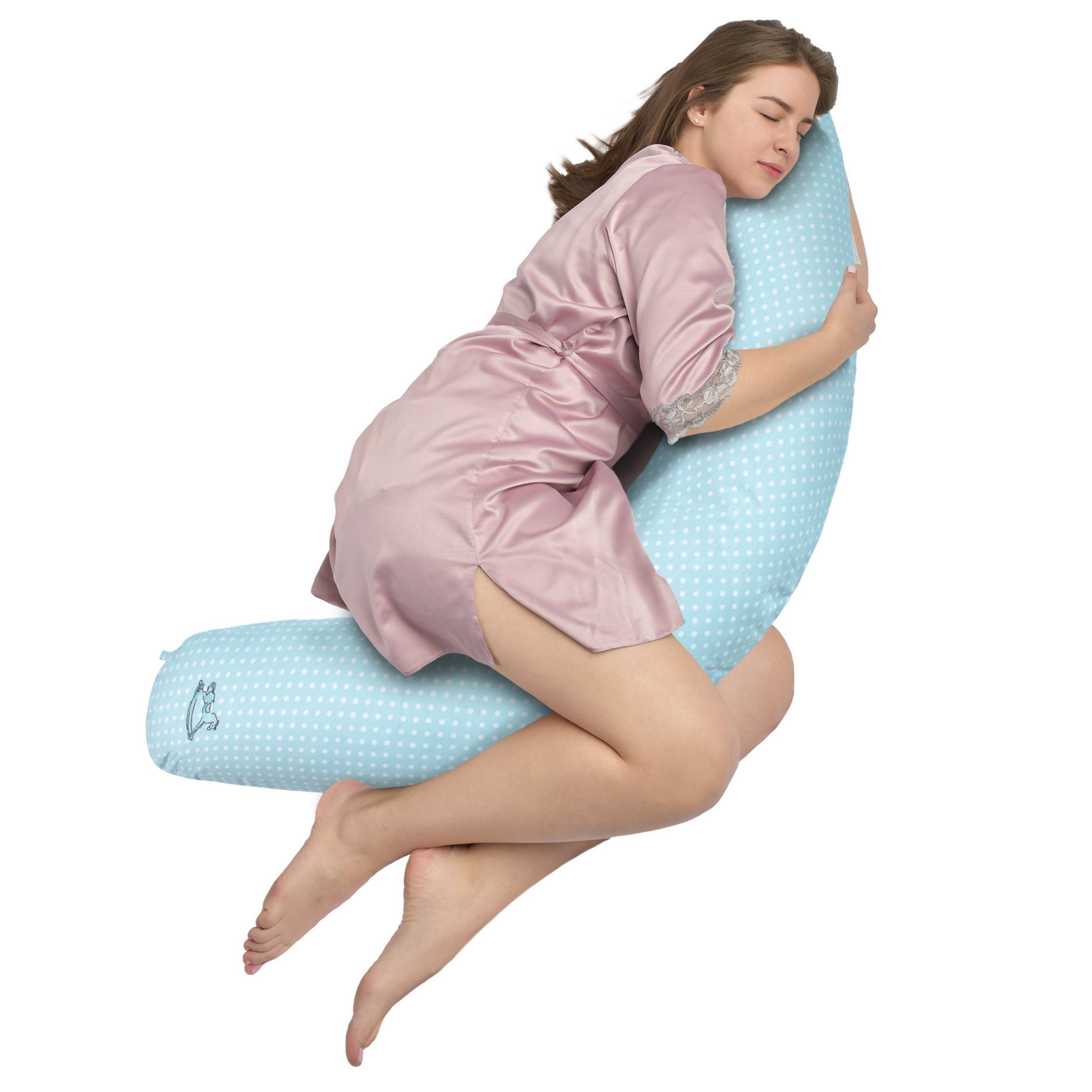 SEI Design Stillkissen Seitenschläferkissen Babynestchen Kuschelnest Schwangerschaftskissen, Baby Kissen mit Stillkissenbezug, Stillkissen klein 170x30 cm Baumwollbezug