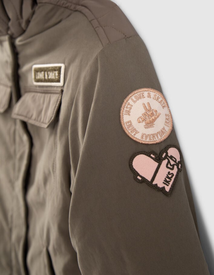 Parka kaki fourrée dos matelassé fille