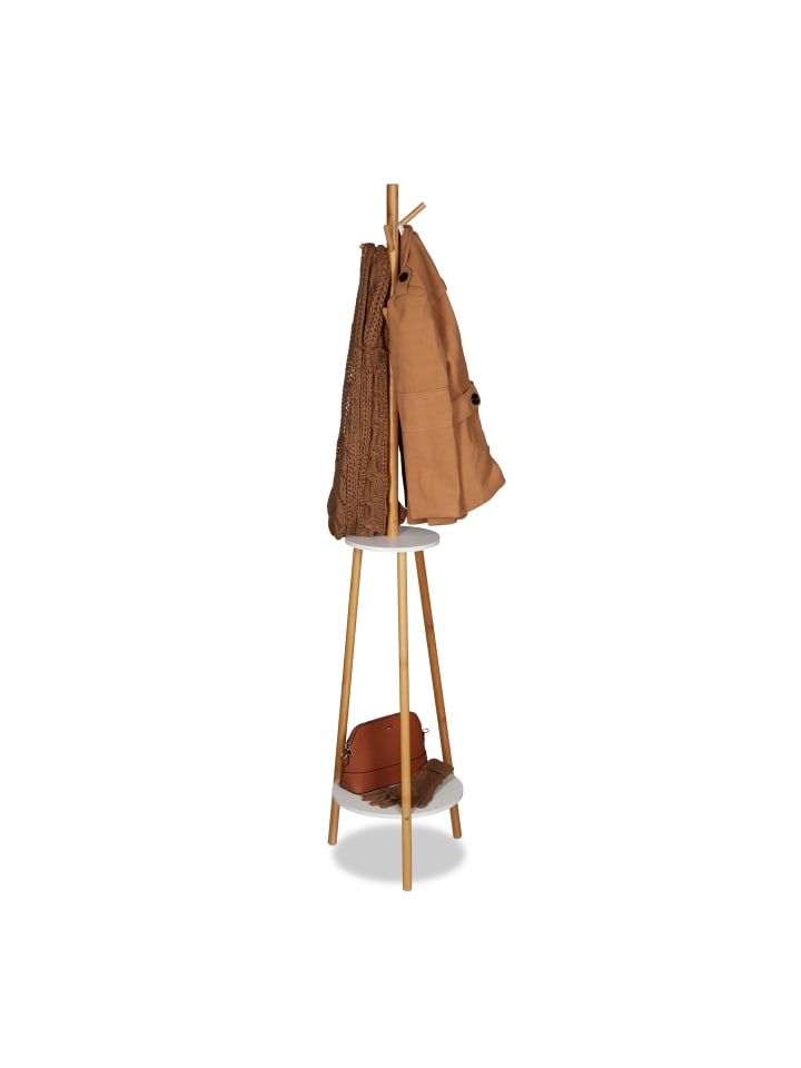 relaxdays Garderobenständer in Natur/Weiß - (H)181 x Ø37 cm günstig kaufen onesize