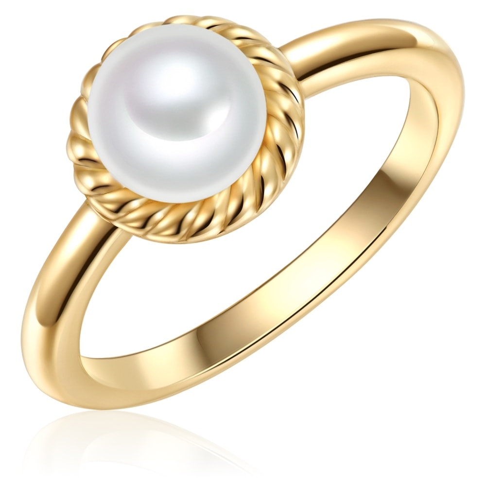 Valero Pearls Bague Argent sterling Oxyde de zirconium (CZ) Perle de culture d'eau douce en Or  Bague