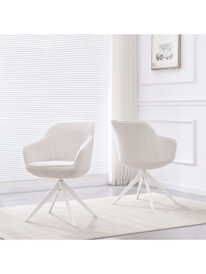 B&D Home Drehstuhl ARVIT in Cremeweiß - (B)58 x (H)81 x (T)61 cm günstig kaufen onesize
