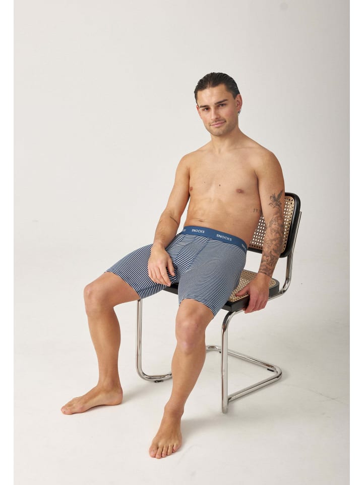 SNOCKS Lange Boxershorts 6 Stück in Blau (Streifen) günstig kaufen