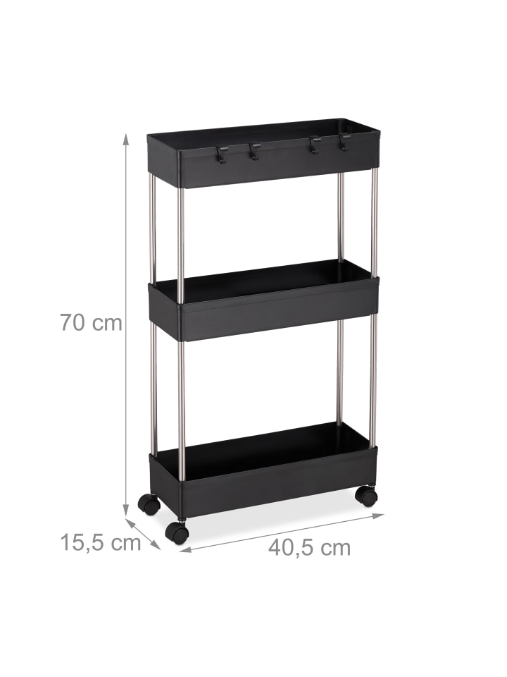 relaxdays Nischenwagen in Schwarz - (B)15,5 x (H)70 x (T)40,5 cm günstig kaufen onesize