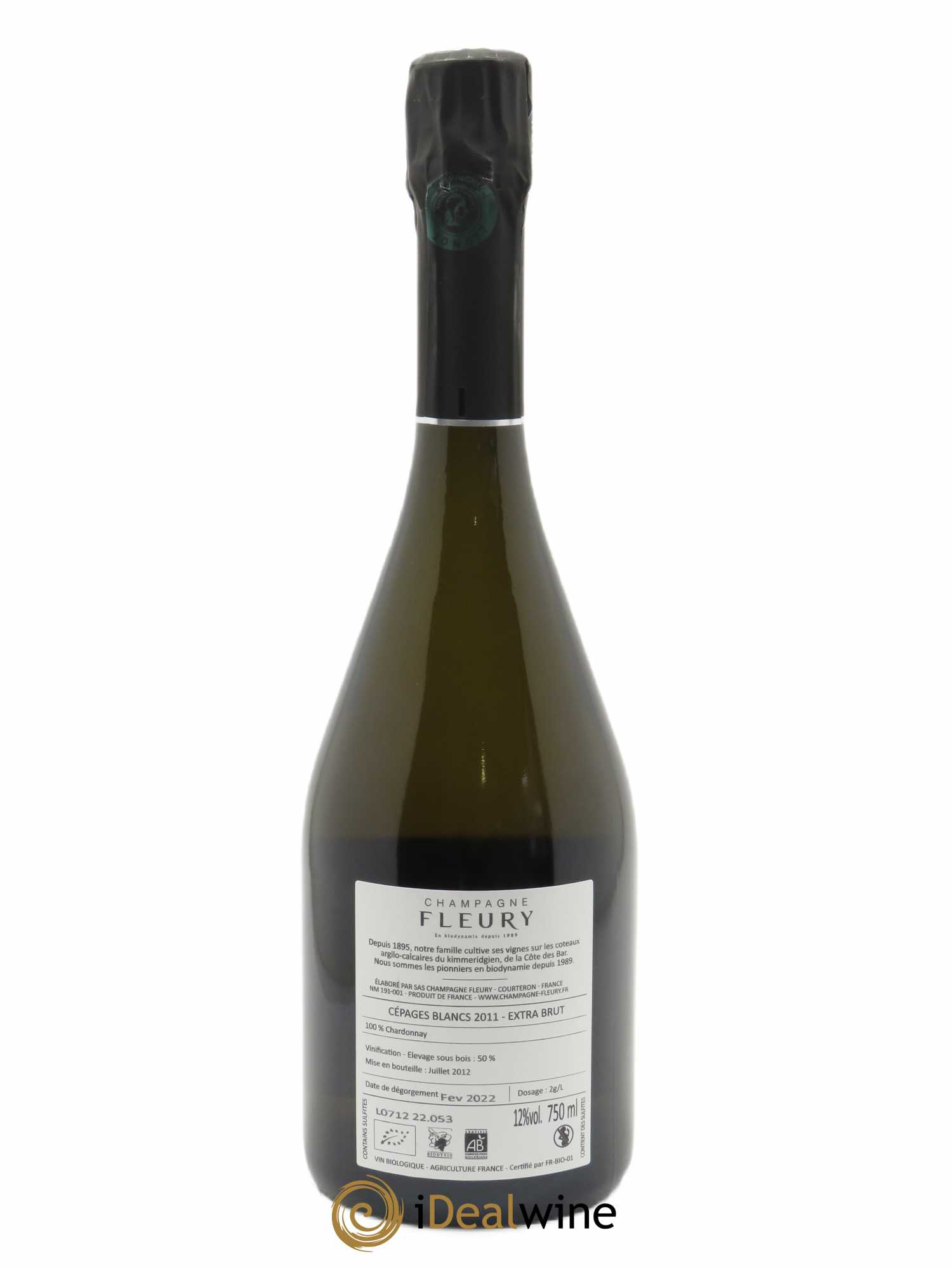 Cépages Blancs Blanc de Blancs Extra Brut Fleury  2011 - Lot de 1 Bouteille