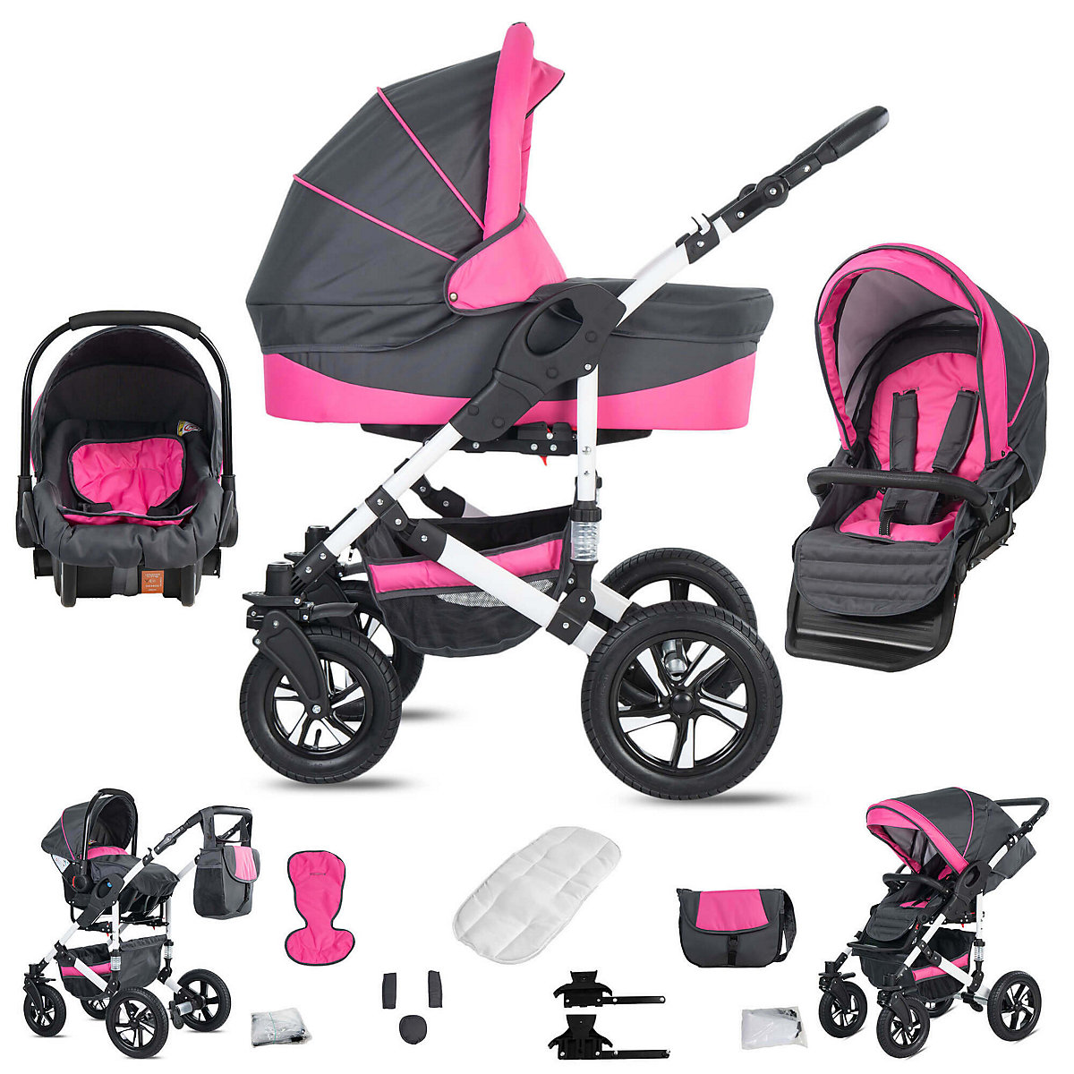 Hamburg | 3 in 1 Kombi Kinderwagen Komplettset | Hartgummireifen Kombikinderwagen