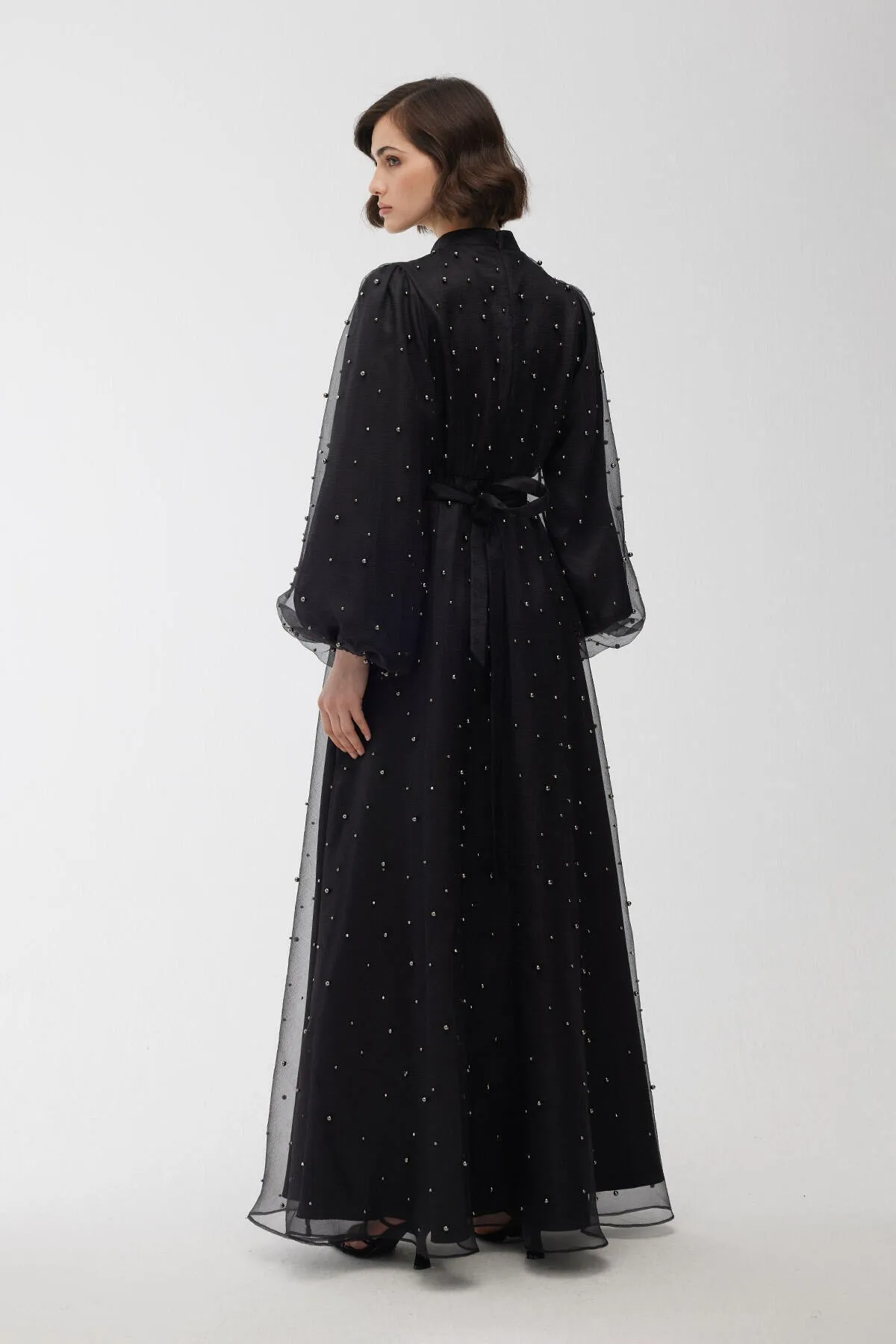 Manuka  Abendkleid mit Tüll und Perlendetails in Schwarz
