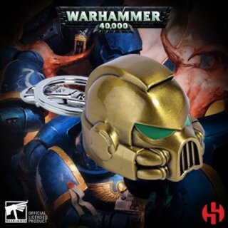 Warhammer 40K Metall-Schlüsselanhänger Space Marine MKVII Helmet Gold