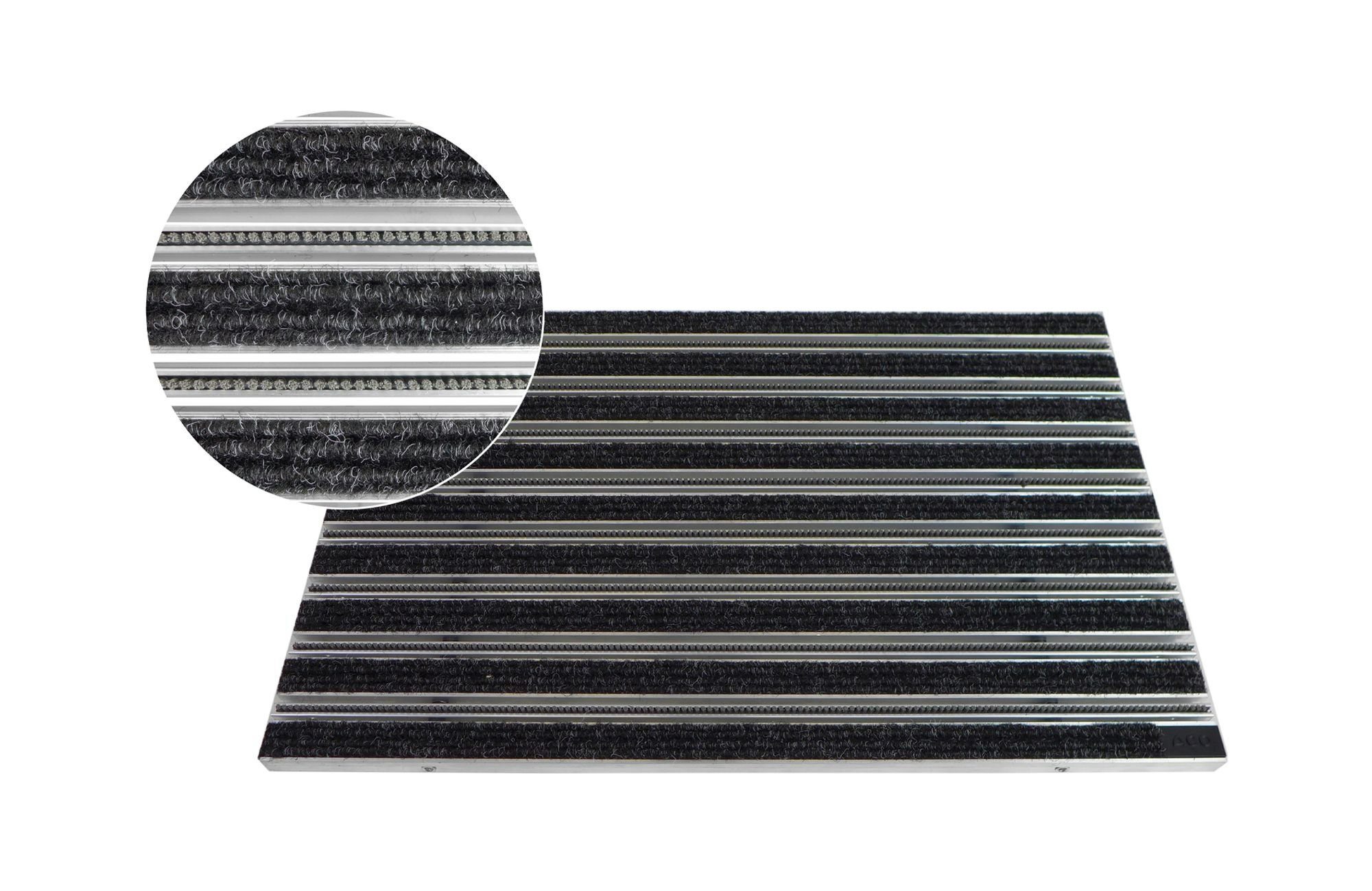 Fußmatte ACO 75x50x2cm Schuhabstreifer Rips anthrazit Bürsten Eingangsmatte ALU Sauberlaufmatte Fußmatte Türmatte, ACO Severin Ahlmann GmbH & Co. KG, rechteckig, Höhe: 20 mm, geeignet für den Innenbereich und überdachten Außenbereich