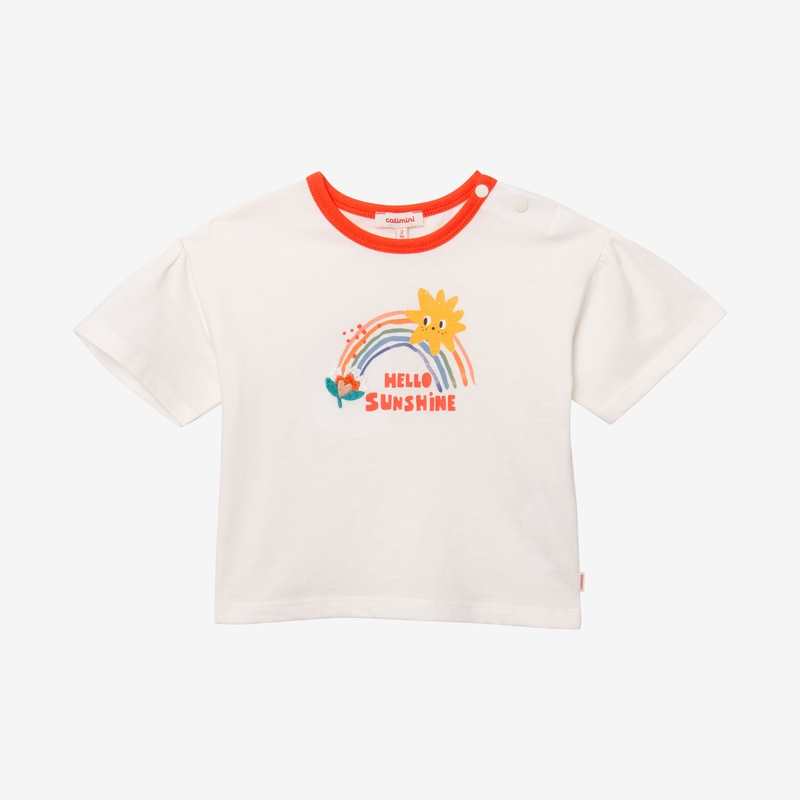 T-shirt bébé fille arc-en-ciel brodé beige Catimini