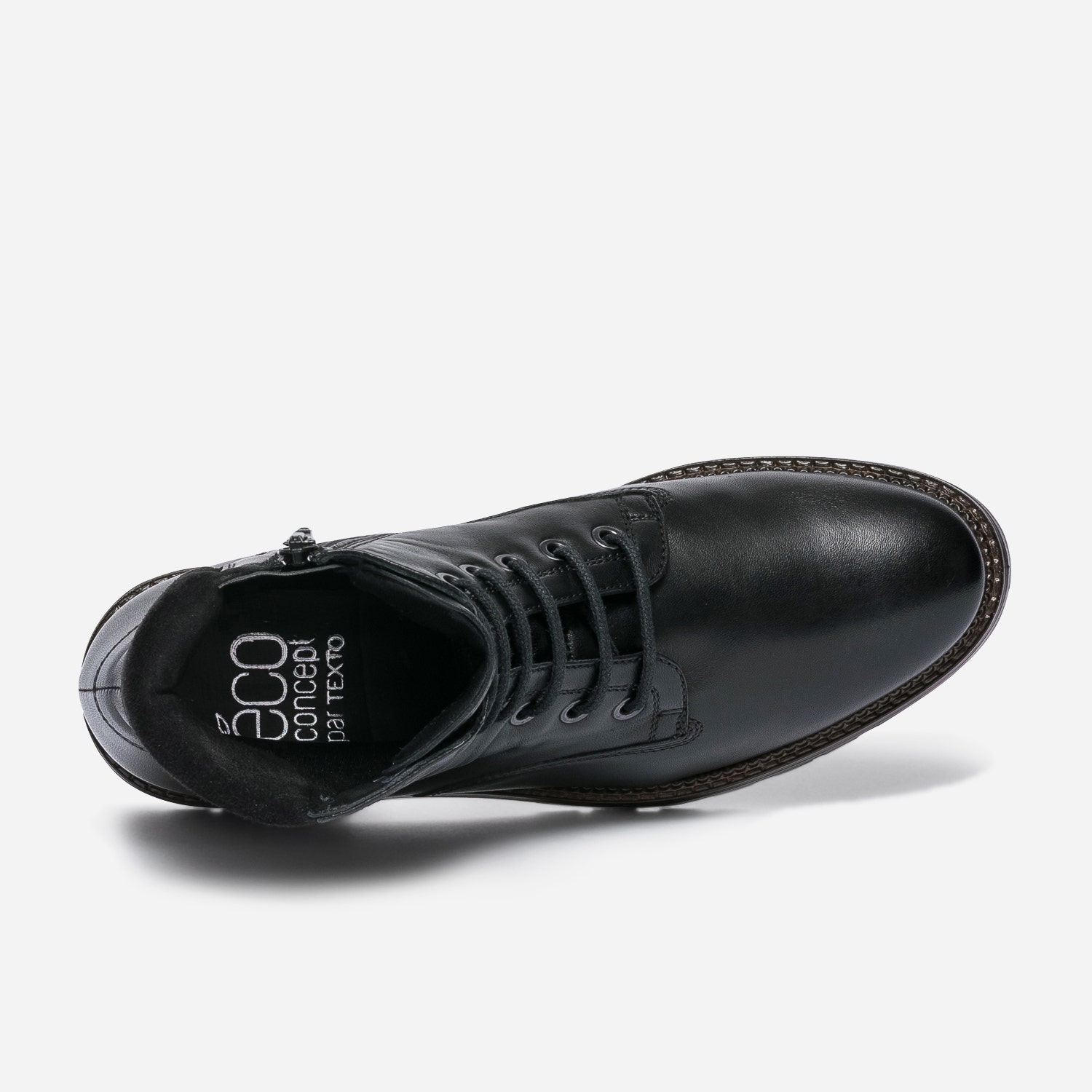 Bottine TEXTO noire éco-conçue en cuir