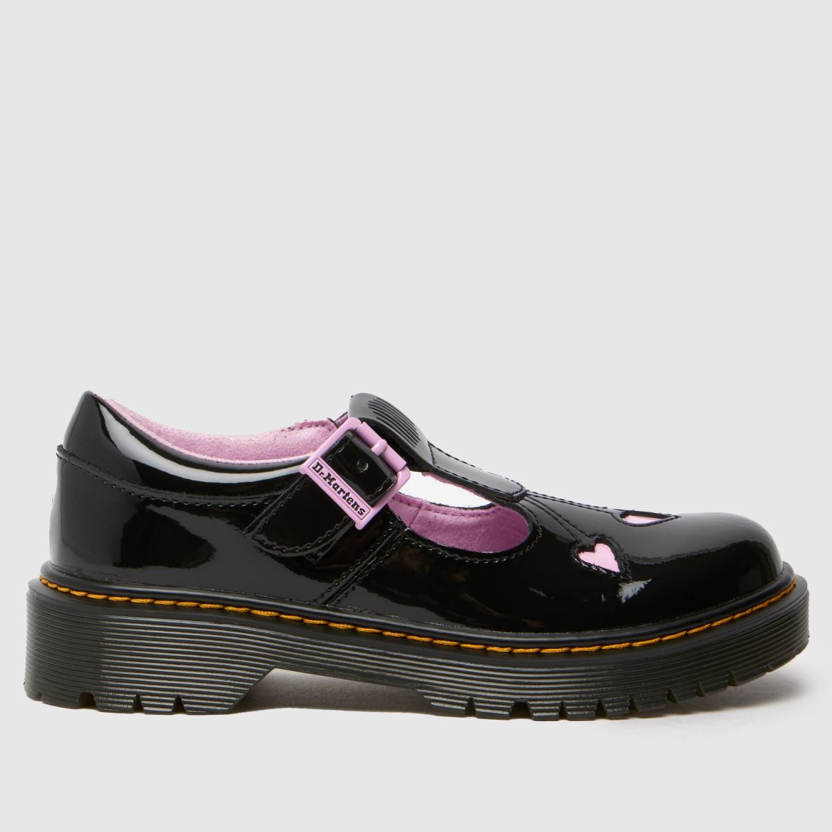 Dr Martens svarta & rosa Bex Heart Mary Jane flickskor