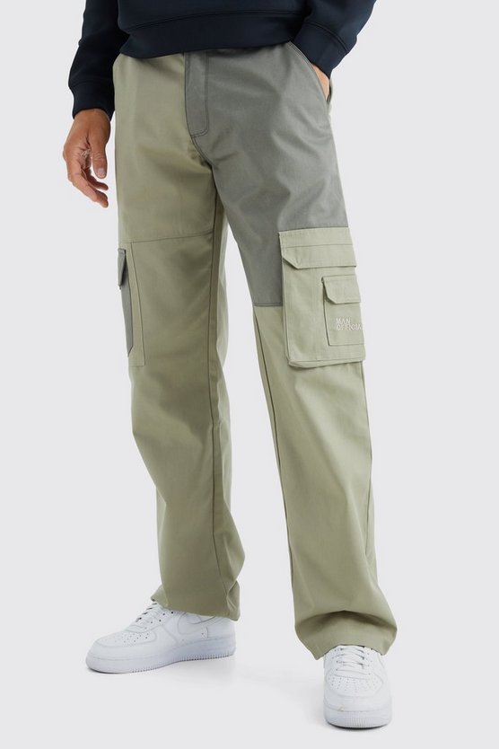 Tall lockere Colorblock Cargo-Hose mit Logo