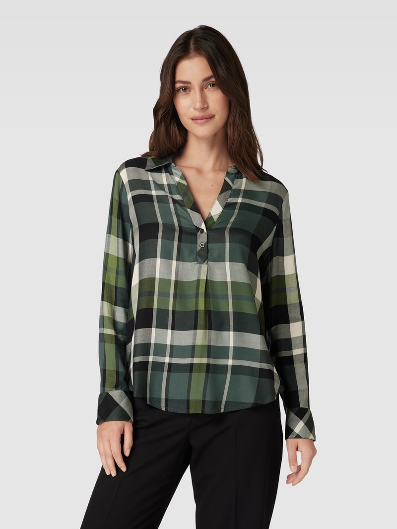 Bluse mit Gitterkaro in khaki