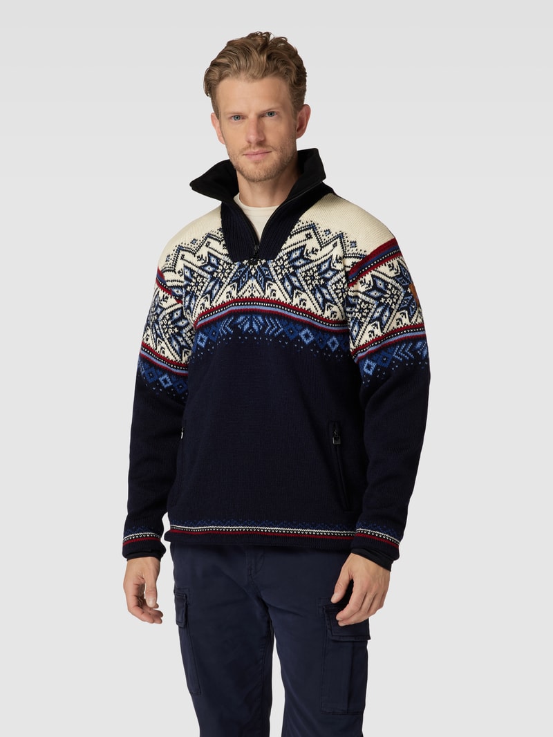 Strickpullover mit Stehkragen Modell 'Vail' in marineblau
