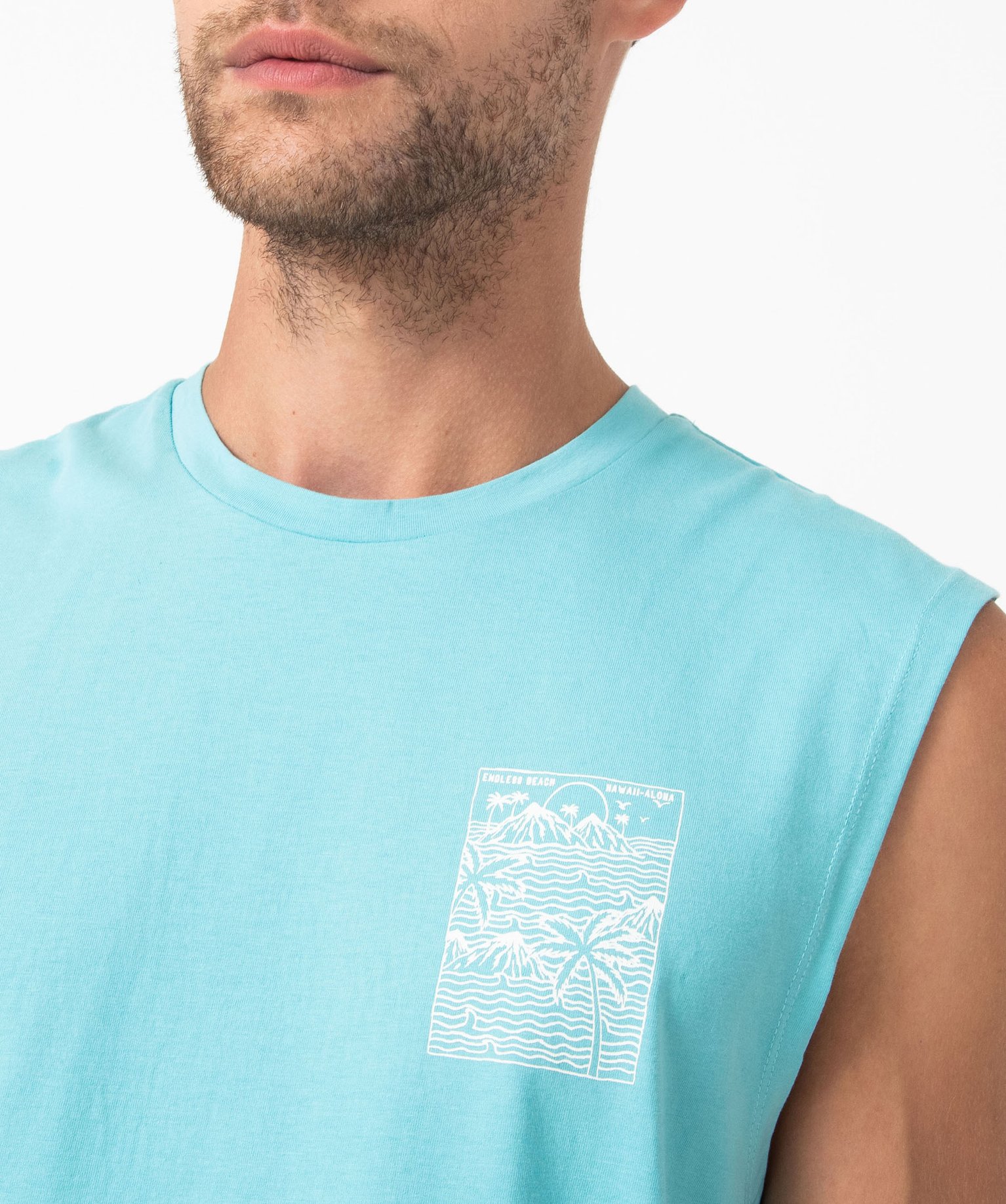 Débardeur large en coton homme turquoise | GEMO