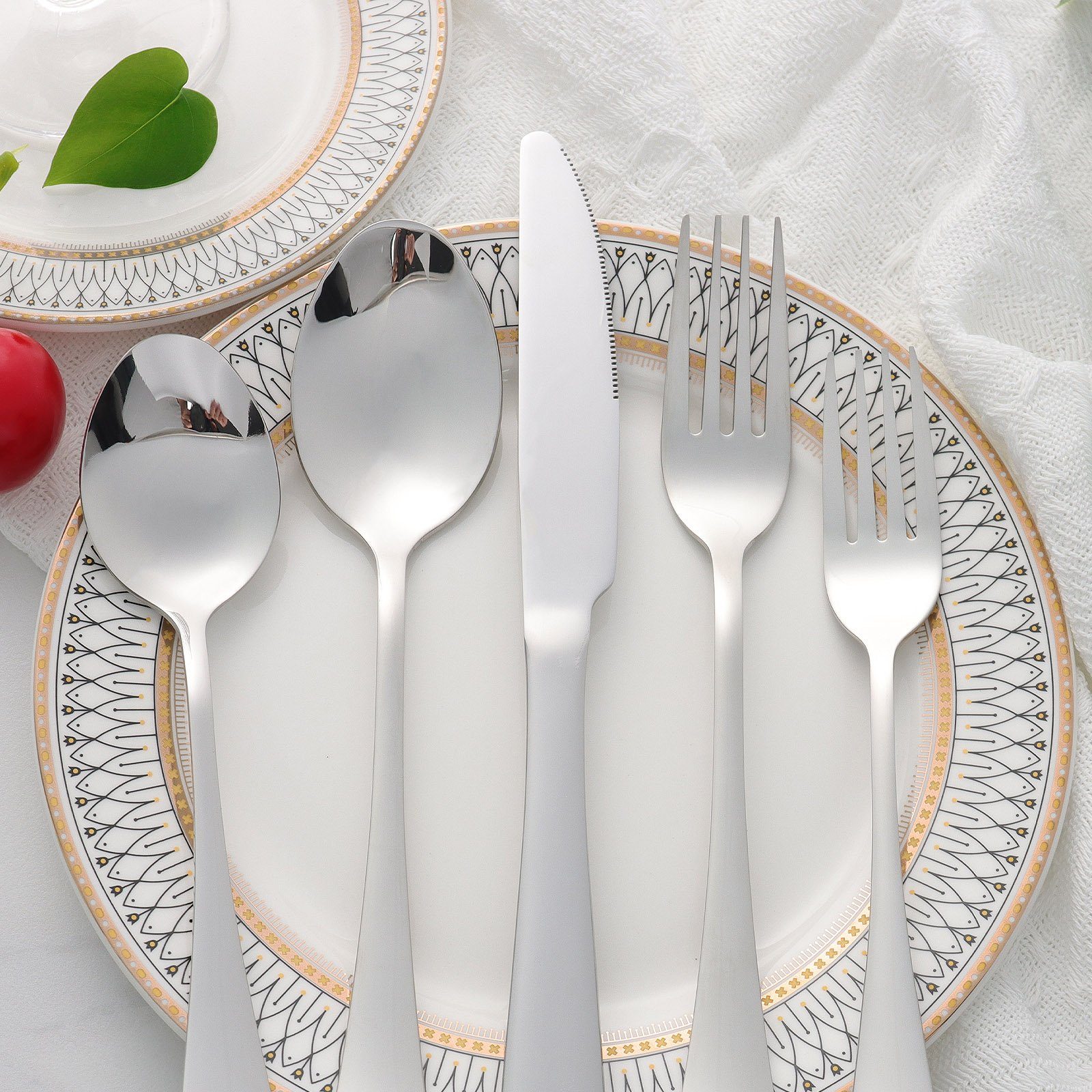CALIYO Besteck-Set Edelstahl Rostfrei 18/10 Besteck Set, Besteck Set für 6 Personen, Messer Gabel Löffel Set 30-teilig, Spülmaschinengeeignet