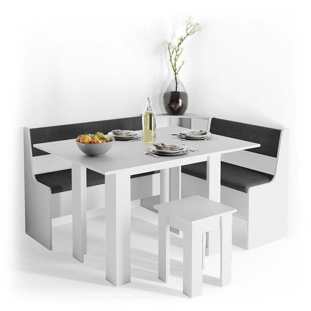 Vicco Esstisch Küchentisch Hocker ROMAN 120x90cm weiß