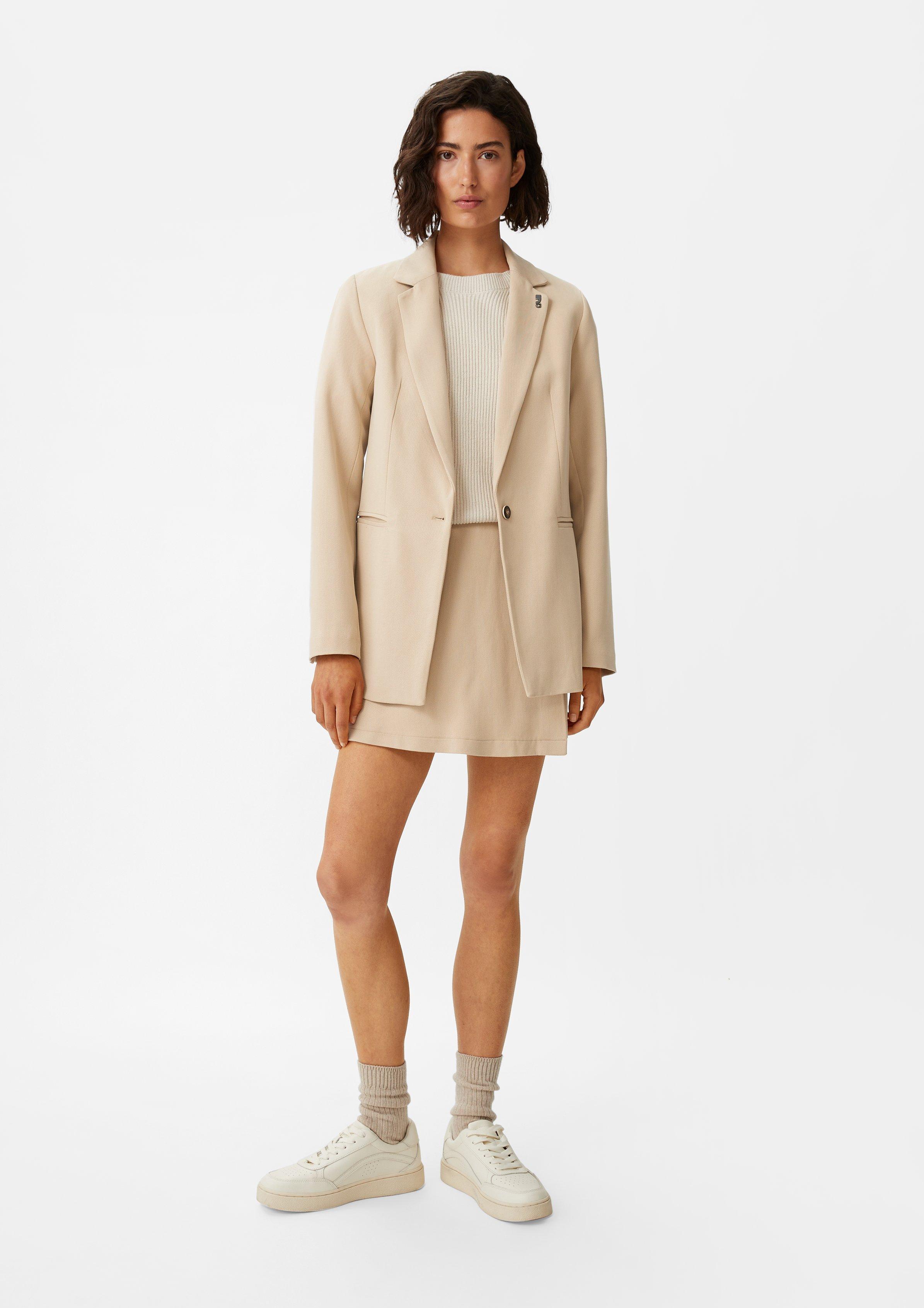 Twill-Blazer mit Logo-Detail - beige