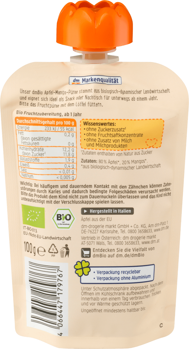 Quetschie Apfel-Mango ab 1 Jahr, demeter, 100 g