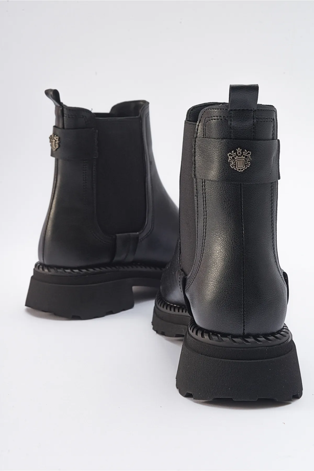 LuviShoes  MARLY Damen-Chelsea-Stiefel aus schwarzem, elastischem Leder