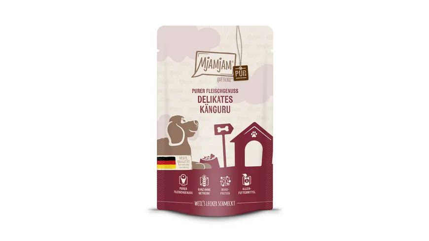 MjAMjAM Hundenassfutter Quetschie Purer Fleischgenuss delikates Känguru pur 125 g