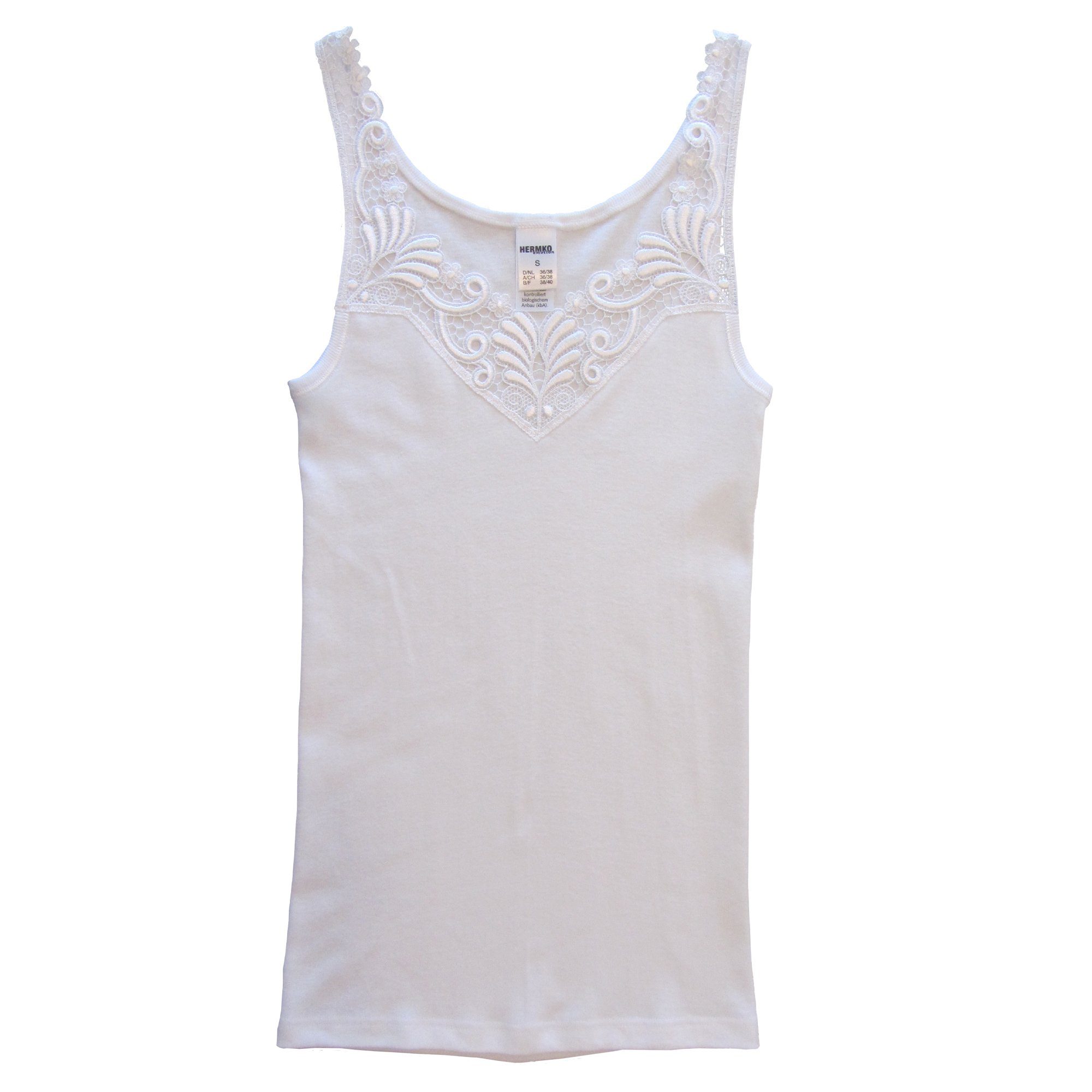 HERMKO Unterhemd 9153010 Damen Unterhemd mit zauberhafter Spitze aus Bio-Baumwolle