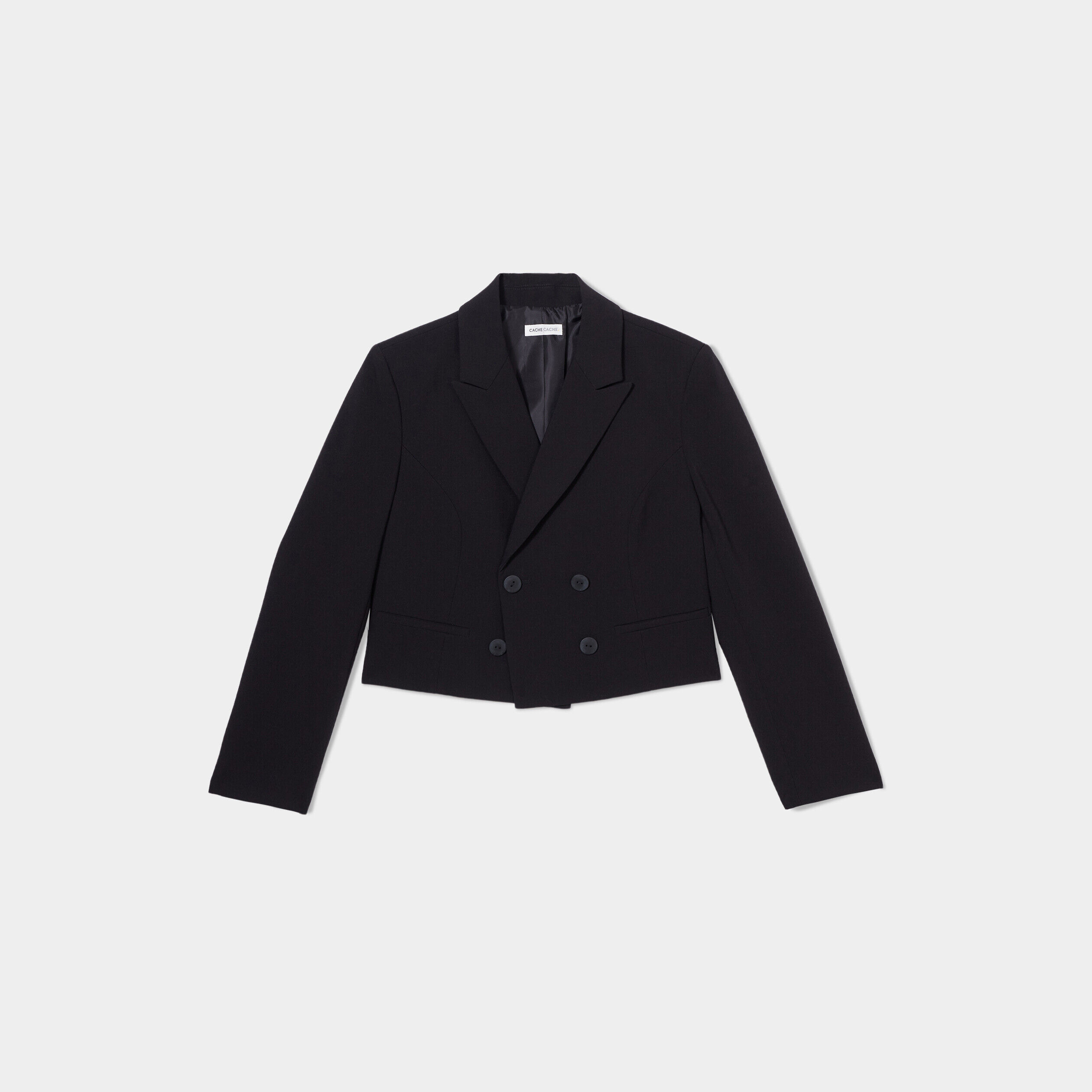 Veste blazer courte droite noir femme | Cache Cache