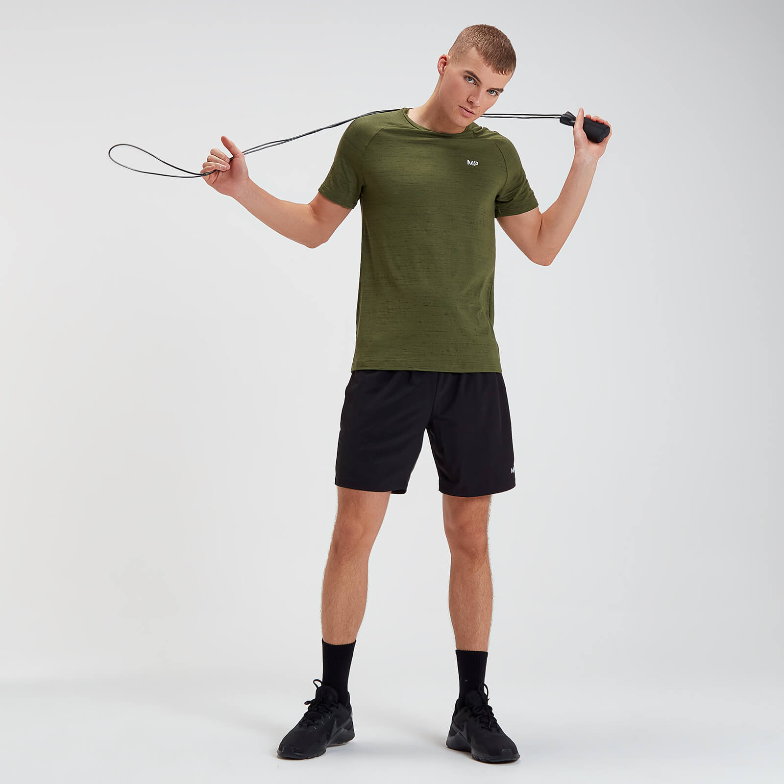 T-Shirt à Manche Courte MP Performance - Vert Armée & Noir