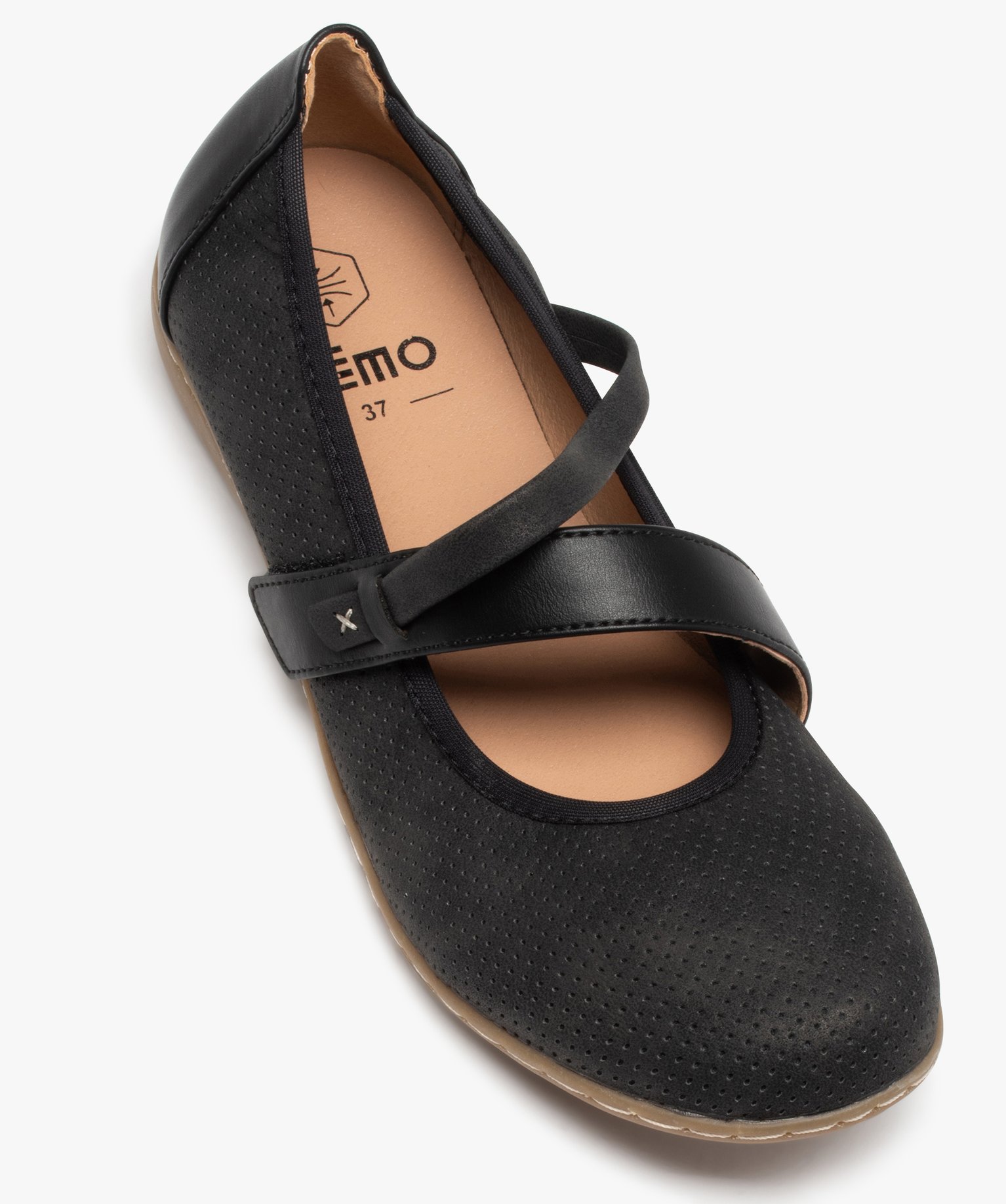 Ballerines femme confort unies à bride scratch noir | GEMO