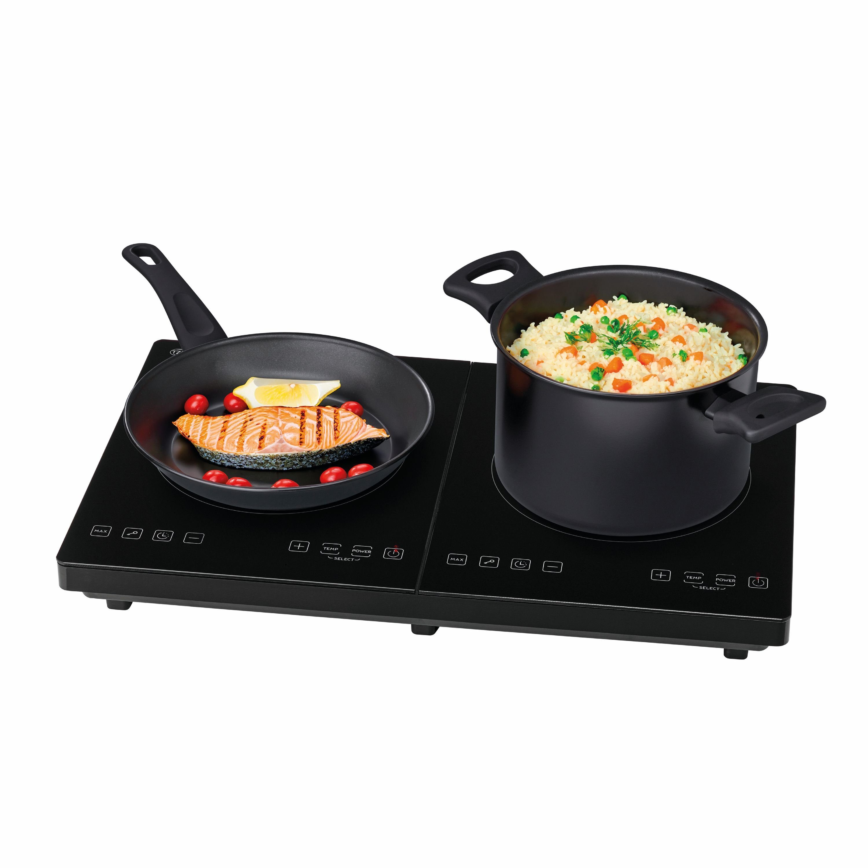 TZS FIRST AUSTRIA Doppelkochplatte Induktion Kochplatte, 3500W, Keramik, Temperaturregelung, Temperaturregelung, Glaskeramik, Doppelkochplatte