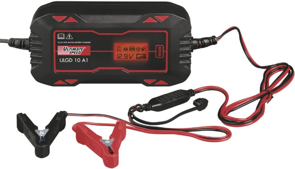 Ultimate Speed KFZ Ladegerät ULGD 10 A1, 12V / 24V / 20–300 Ah-Kapazität / Autobatterie-Ladegerät